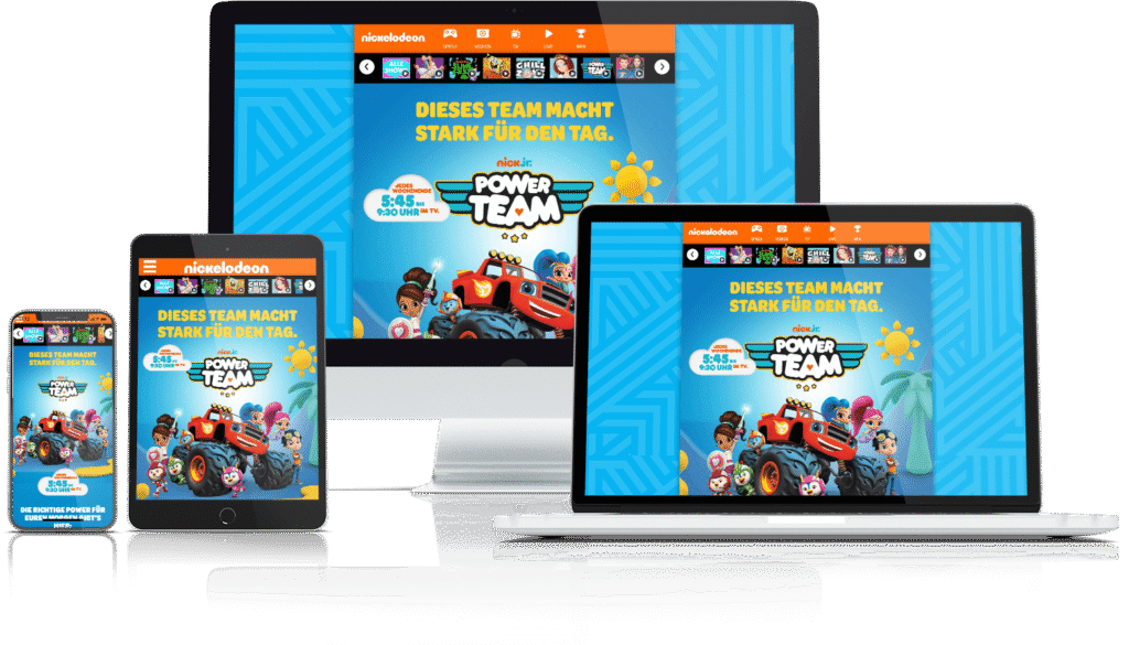 Screenshot der Landingpage des „Nick Jr. Power Team"