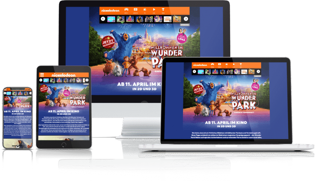 Screenshot der Landingpage zu „Willkommen im Wunder Park"