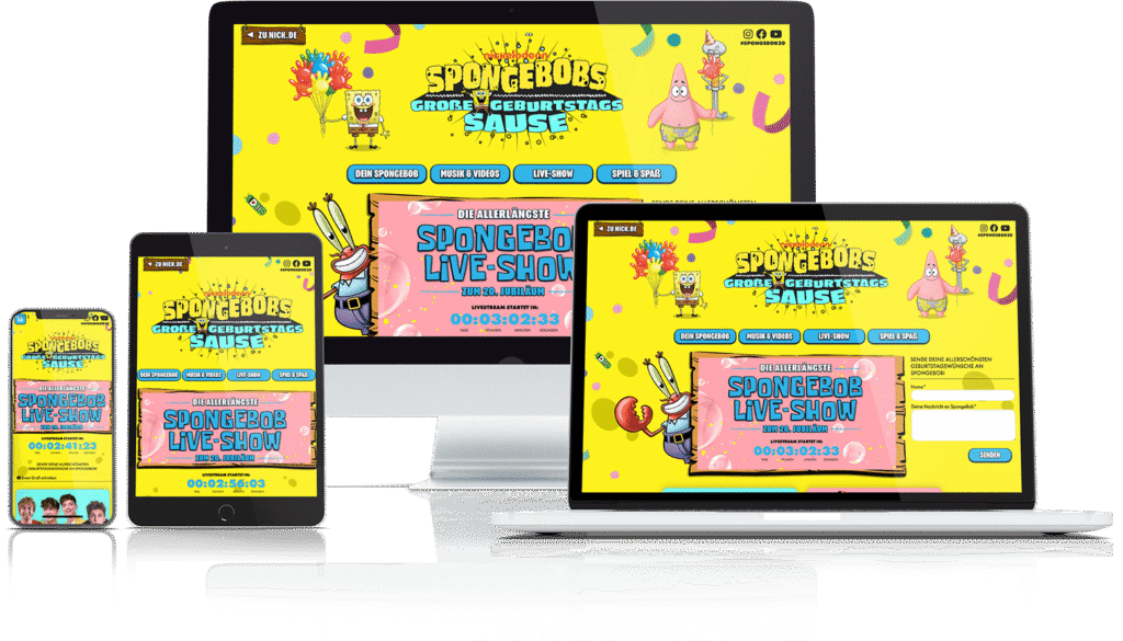 Screenshot der Spongebob-Jubiläums-Website