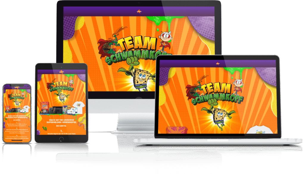 Screenshot der Nickelodeon-Gewinnspielplattform